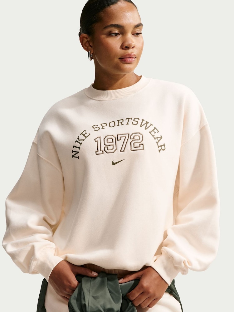 Blek elfenben - Nike Sportkläder Studio Fleece Sweat Top - Bild 1 av 7