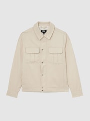 Reiss Stone Americas Lyocell-Cotton Twill Bomber Jacket - Image 2 of 8