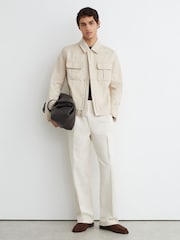 Reiss Stone Americas Lyocell-Cotton Twill Bomber Jacket - Image 3 of 8