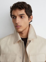 Reiss Stone Americas Lyocell-Cotton Twill Bomber Jacket - Image 4 of 8