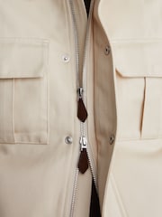 Reiss Stone Americas Lyocell-Cotton Twill Bomber Jacket - Image 6 of 8