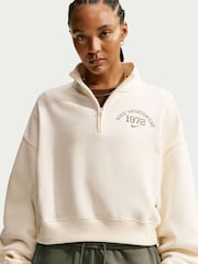 Бозғылт піл түстес - Nike Crew мойынға тағатын спорттық киім 1/4 сыдырмалы қысқа жемпір - 6суретінің 1 суреті