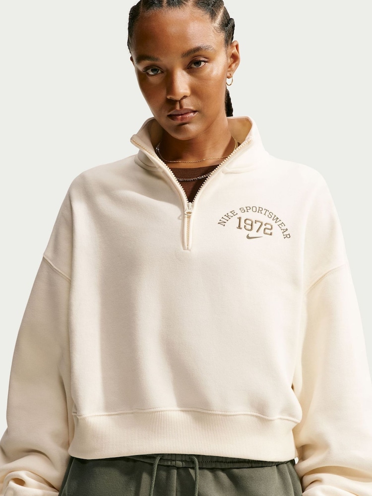 Бозғылт піл түстес - Nike Crew мойынға тағатын спорттық киім 1/4 сыдырмалы қысқа жемпір - 6суретінің 1 суреті