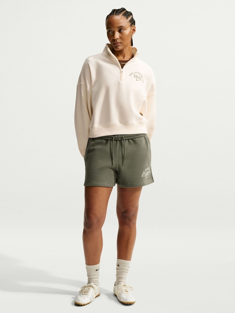 Бозғылт піл түстес - Nike Crew мойынға тағатын спорттық киім 1/4 сыдырмалы қысқа жемпір - 6суретінің 2 суреті