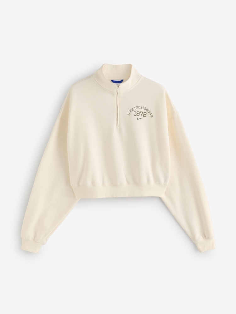 Бозғылт піл түстес - Nike Crew мойынға тағатын спорттық киім 1/4 сыдырмалы қысқа жемпір - 6суретінің 6 суреті