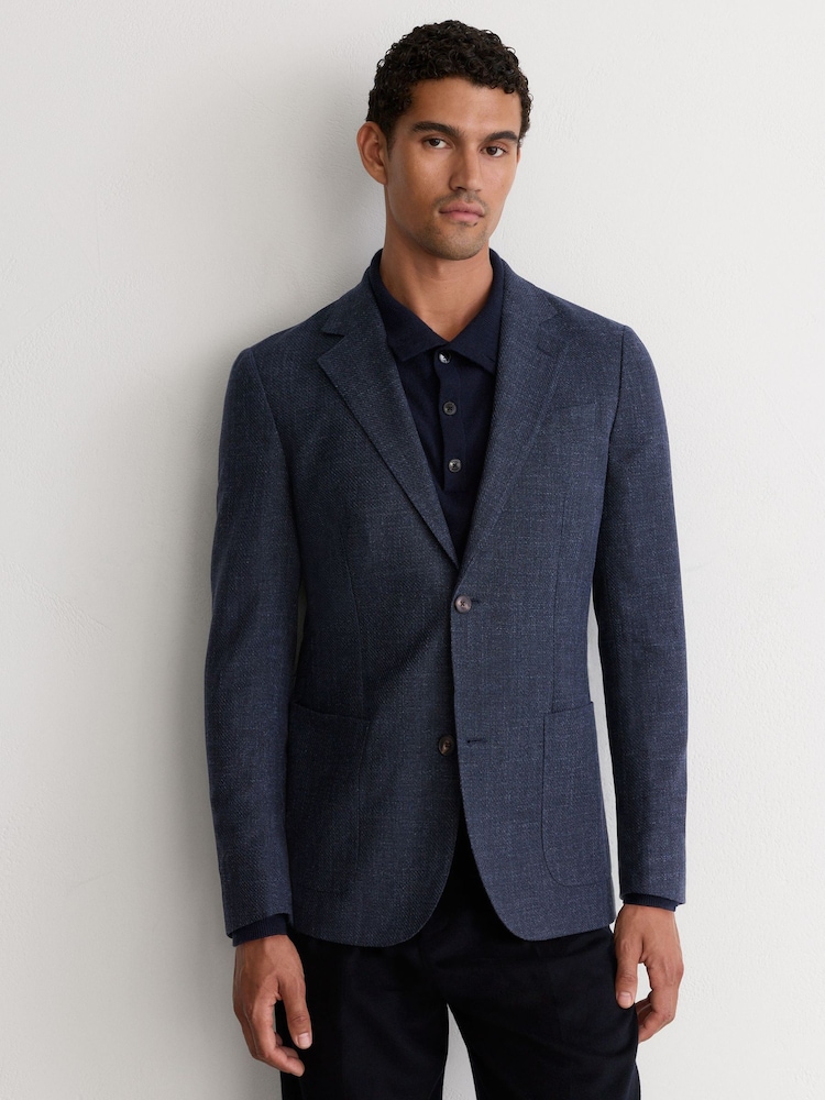 Reiss Carlos Cotton Hopsack Single-Breasted Blazer Tailored-Fit - Изображение 1 11