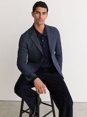 Reiss Carlos Cotton Hopsack Single-Breasted Blazer Tailored-Fit - Изображение 5 11