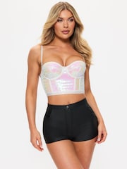 Ann Summers White Starstruck Corset Style Sequin Top - Image 4 of 5