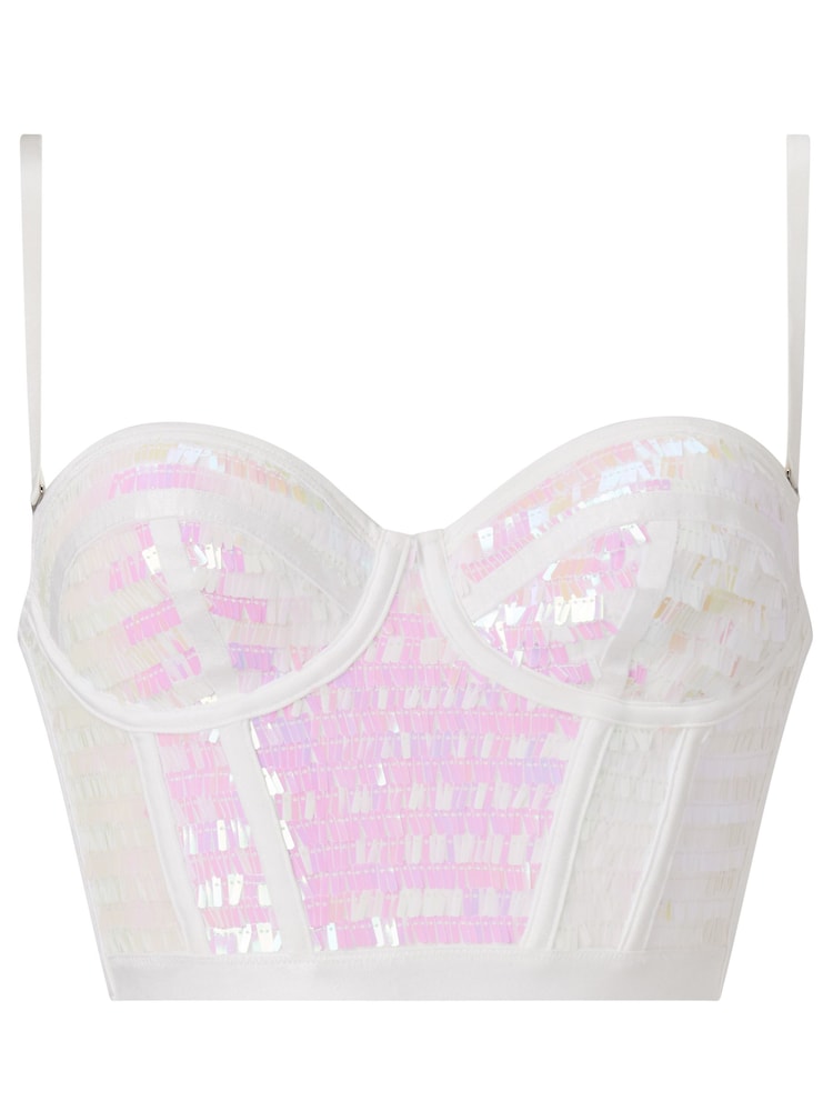 Ann Summers White Starstruck Corset Style Sequin Top - Image 5 of 5
