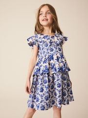 Blue Floral Ruffle Collar Dress (3-16yrs) - Image 1 of 4