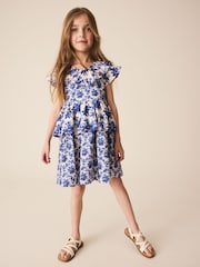 Blue Floral Ruffle Collar Dress (3-16yrs) - Image 2 of 4