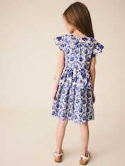 Blue Floral Ruffle Collar Dress (3-16yrs) - Image 3 of 4
