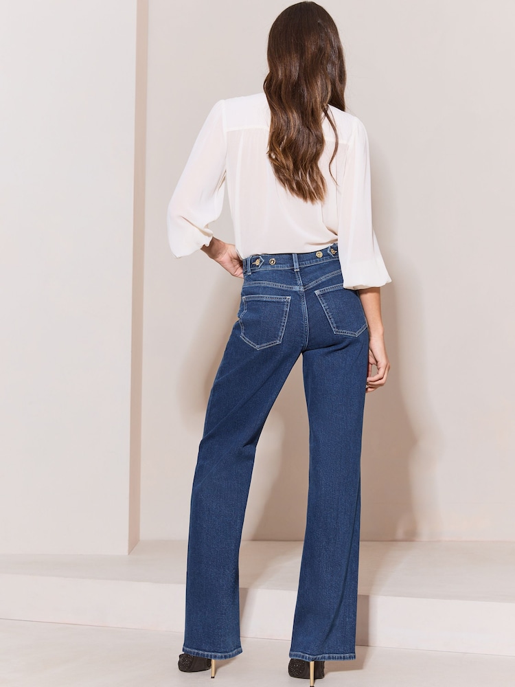 Lipsy Dark Wash Petite Adjustable Waist Wide Leg Jeans - Image 6 of 6 Lipsy Dark Wash Petite Adjustable Waist Wide Leg Jeans - Image 6 of 6