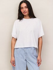 Ro&Zo White Slub Jersey Cropped T-Shirt - Image 1 of 5