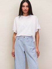 Ro&Zo White Slub Jersey Cropped T-Shirt - Image 3 of 5