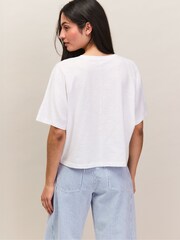 Ro&Zo White Slub Jersey Cropped T-Shirt - Image 5 of 5