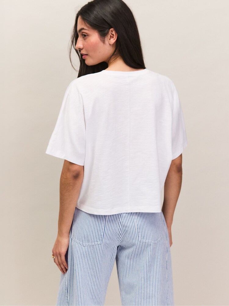 Ro&Zo White Slub Jersey Cropped T-Shirt - Image 5 of 5