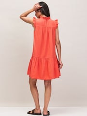 Ro&Zo Orange Petite Cheesecloth Frill Neck Mini Dress - Image 7 of 8