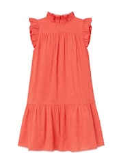 Ro&Zo Orange Petite Cheesecloth Frill Neck Mini Dress - Image 8 of 8