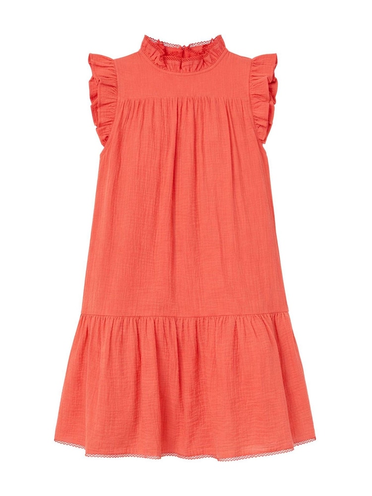 Ro&Zo Orange Petite Cheesecloth Frill Neck Mini Dress - Image 8 of 8 Ro&Zo Orange Petite Cheesecloth Frill Neck Mini Dress - Image 8 of 8