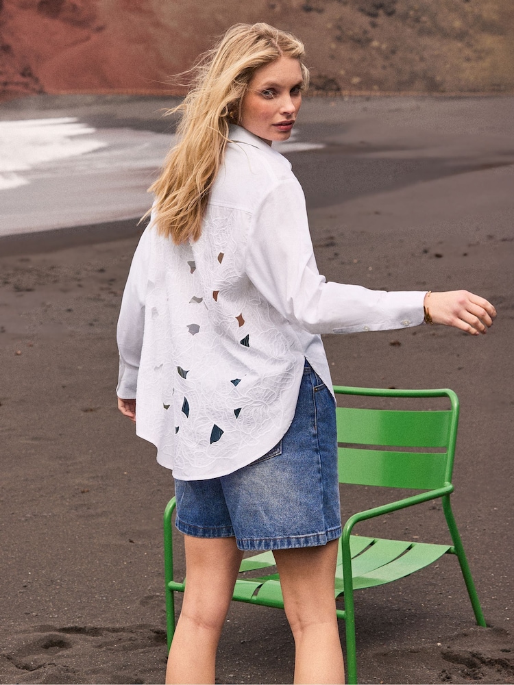 Ro&Zo White Cutwork Embroidered Shirt - Image 2 of 6