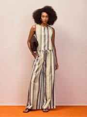 Stripe Wide Leg Trousers With Linen - Image 1 of 1