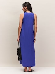 Ro&Zo Blue Slub Jersey V-Neck Midi Dress - Image 6 of 7