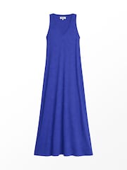 Ro&Zo Blue Slub Jersey V-Neck Midi Dress - Image 7 of 7