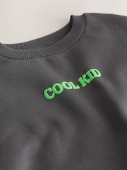 Charcoal Grey Cool Kid Printed Crew Neck Sweat Top (3mths-7yrs) - Image 4 of 4