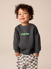 Gris anthracite Cool Kid - Sweat-shirt imprimé à col rond (3mois-7ans) - Image 6 de 7