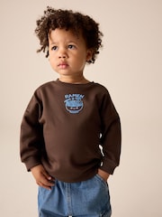 Chocolate Brown Ramen Printed Crew Neck Sweat Top (3mths-7yrs) - Image 1 of 8
