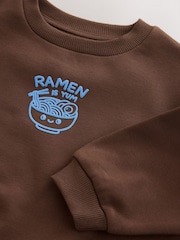 Chocolate Brown Ramen Printed Crew Neck Sweat Top (3mths-7yrs) - Image 8 of 8