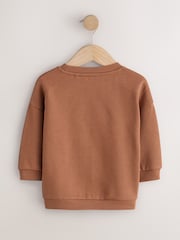 Rust Brown Lion Printed Crew Neck Sweat Top (3mths-7yrs) - Image 2 of 4