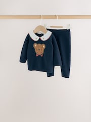 Navy Blue Bear Knitted Jumper and Leggings Baby Set (0mths-2yrs) - Image 1 of 13
