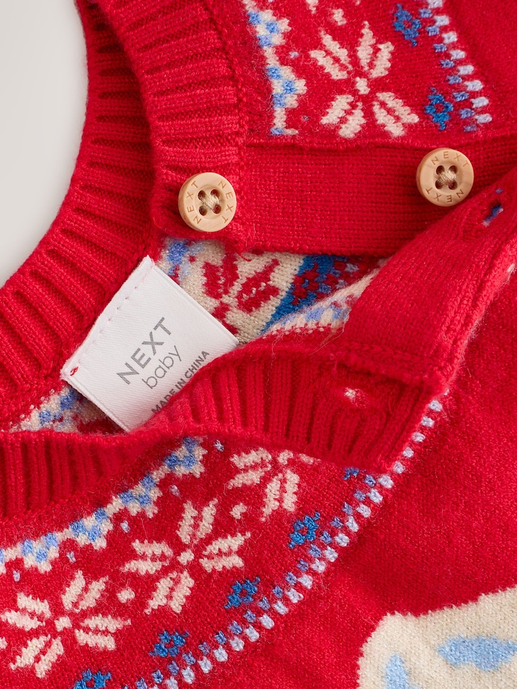Neutral/Red Bear Ski Scene Baby Knitted Jumper and Leggings Set (0mths-2yrs) - Image 10 of 10 Neutral/Red Bear Ski Scene Baby Knitted Jumper and Leggings Set (0mths-2yrs) - Image 10 of 10