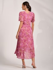 Jolie Moi Pink Printed Chiffon Glitter Maxi Dress - Image 2 of 6