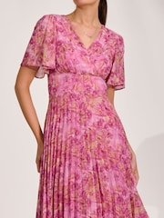 Jolie Moi Pink Printed Chiffon Glitter Maxi Dress - Image 3 of 6