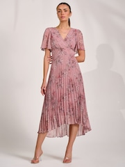 وردي - Jolie Moi Printed Chiffon Glitter Maxi Dress - Image 1 of 6