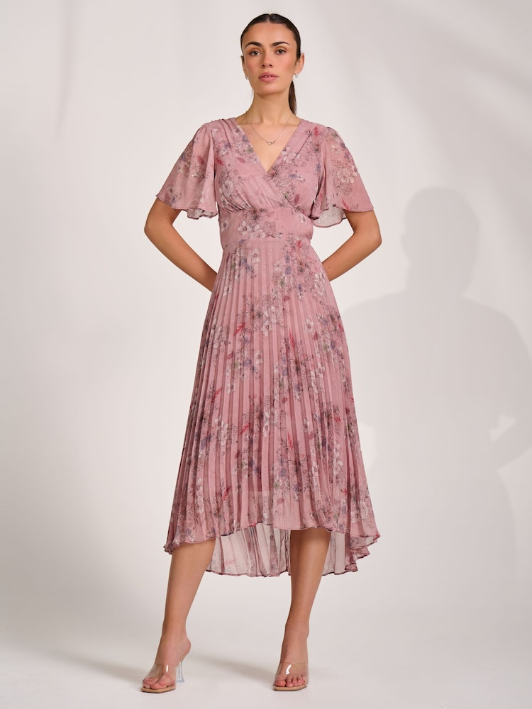 وردي - Jolie Moi Printed Chiffon Glitter Maxi Dress - Image 6 of 6 وردي - Jolie Moi Printed Chiffon Glitter Maxi Dress - Image 6 of 6