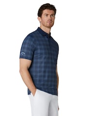 Callaway Golf Blue Chev Plaid Print Polo Shirt - Image 2 of 6