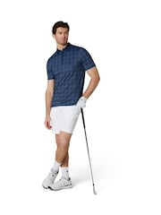 Callaway Golf Blue Chev Plaid Print Polo Shirt - Image 4 of 6