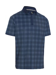 Callaway Golf Blue Chev Plaid Print Polo Shirt - Image 5 of 6
