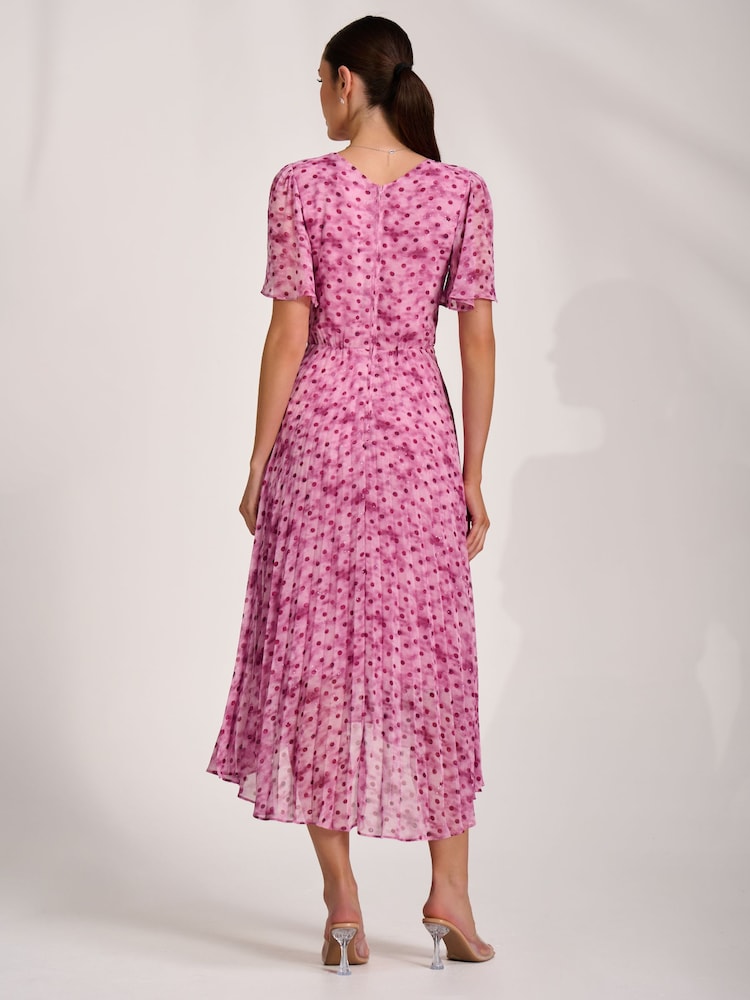 Jolie Moi Pink Printed Chiffon Glitter Maxi Dress - Image 2 of 6