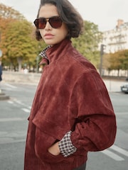 BHOEM Rust Brown Real Suede Bomber Jacket - Image 2 of 6