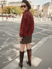 BHOEM Rust Brown Real Suede Bomber Jacket - Image 4 of 6