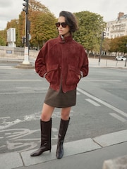 BHOEM Rust Brown Real Suede Bomber Jacket - Image 5 of 6
