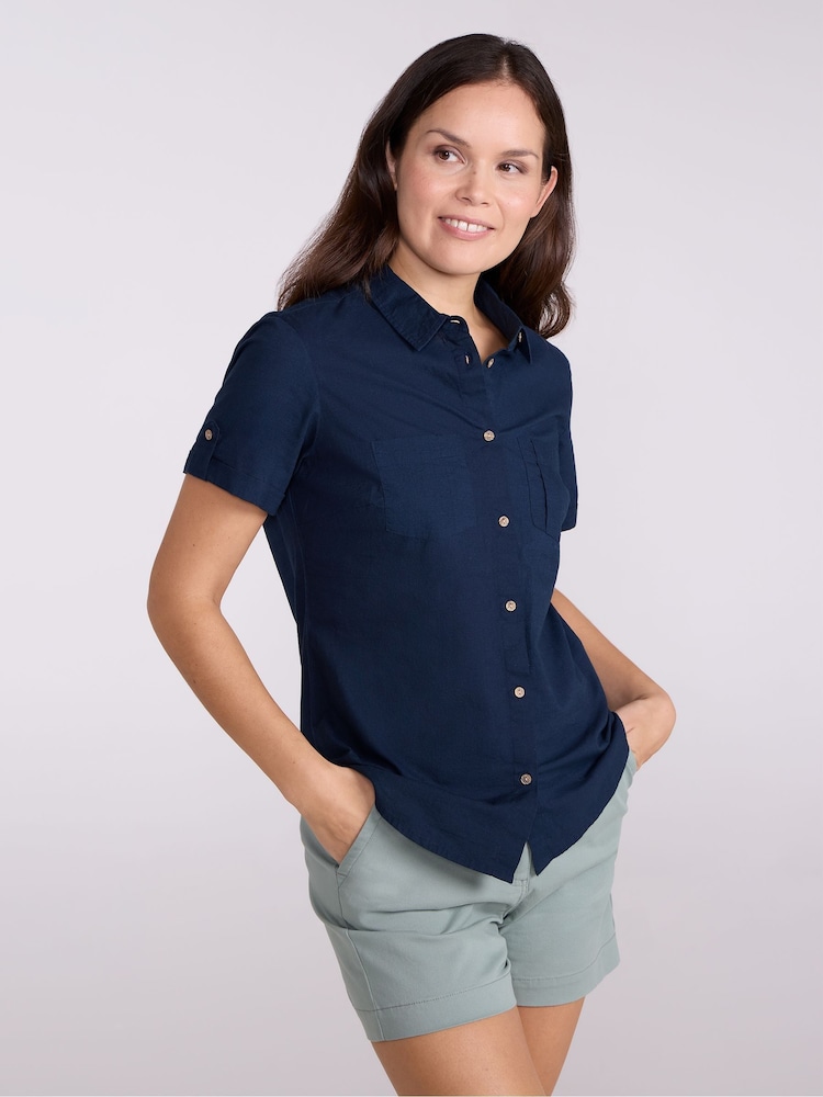 Mountain Warehouse Blue Coconut Short Sleeve Womens Shirt - Image 1 of 4 Mountain Warehouse Blue Coconut Short Sleeve Womens Shirt - Image 1 of 4