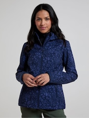 Mountain Warehouse Blue Exodus Printed Water Resistant Softshell Jacket - Image 1 of 9