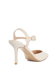 Dune London Gold Wide Fit Leather Channel Y Back Open Court Heels - Image 3 of 5