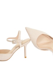Dune London Gold Wide Fit Leather Channel Y Back Open Court Heels - Image 5 of 5